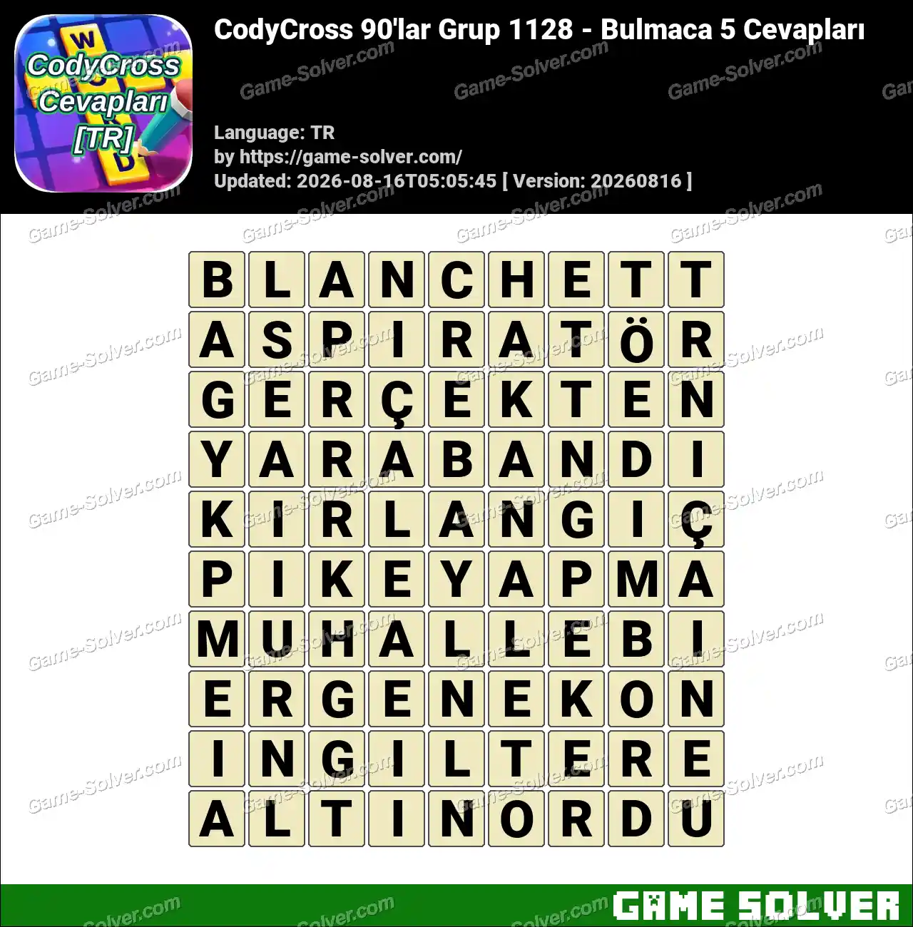 CodyCross 90’lar Grup 1128 – Bulmaca 5 Cevapları